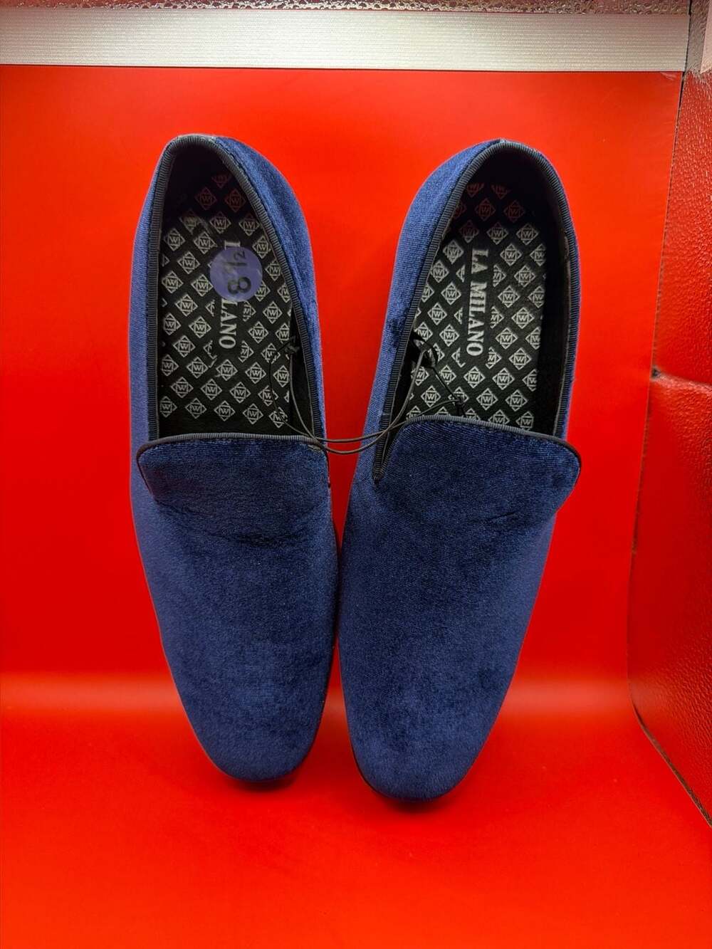 La Milano Alexa Navy Velvet Loafers Size 8.5